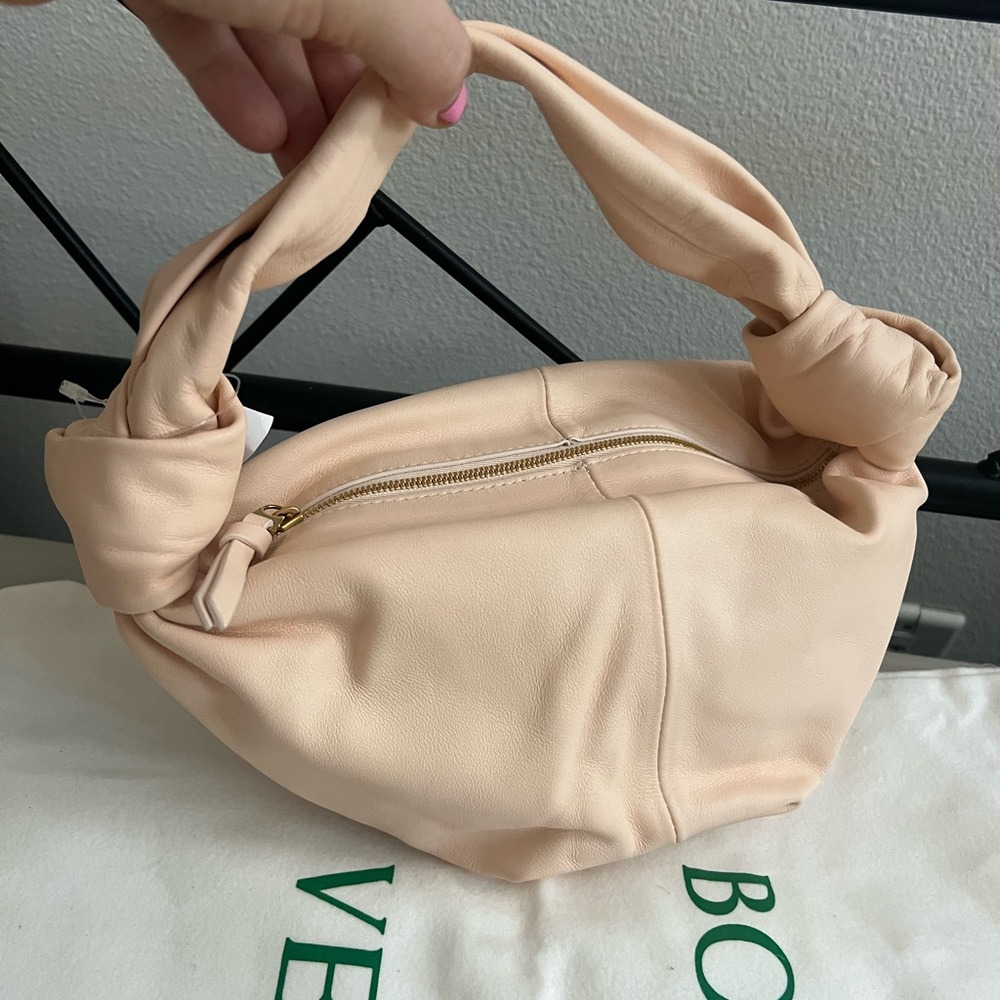 NWT Bottega Veneta melon pink double knit leather handbag